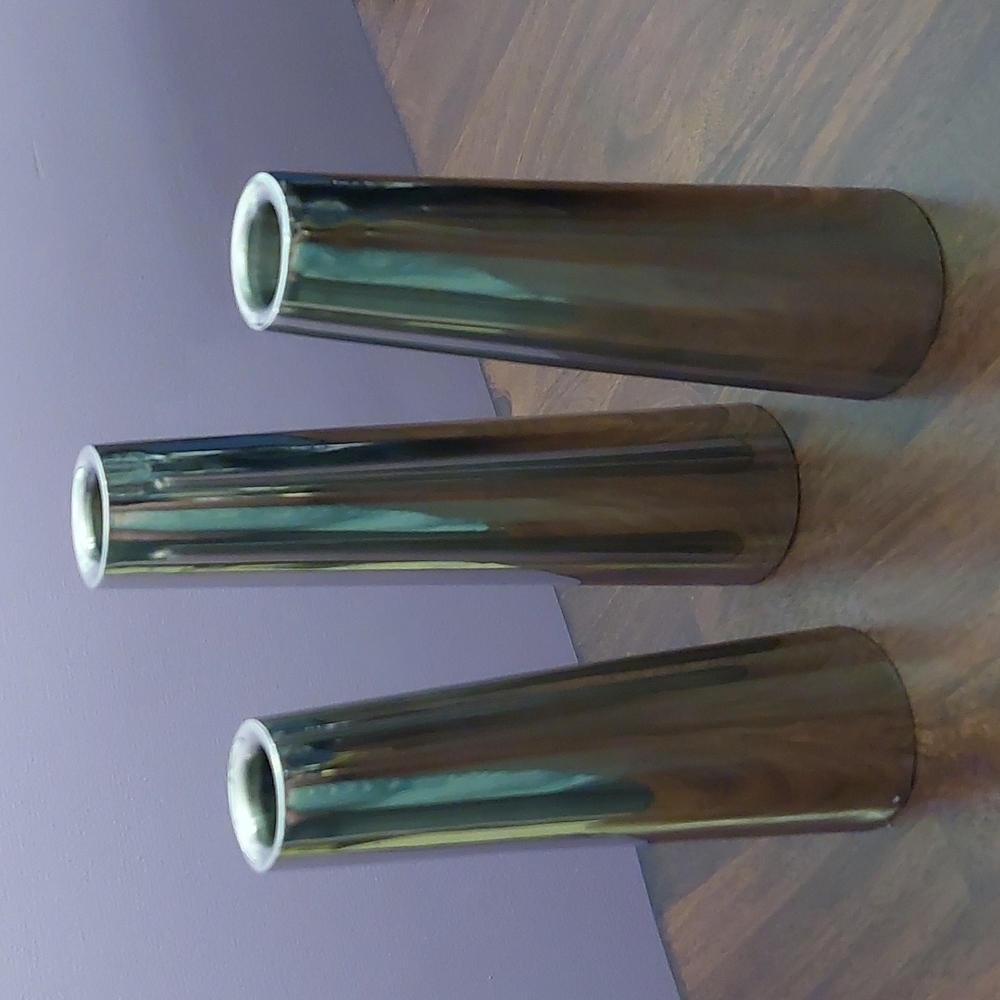 Set of 3 Silver Metallic Candle Stick Holders